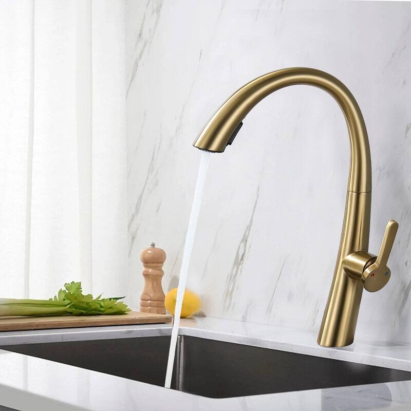 Single Handle Stainless Steel Pull Out Kitchen Faucet
