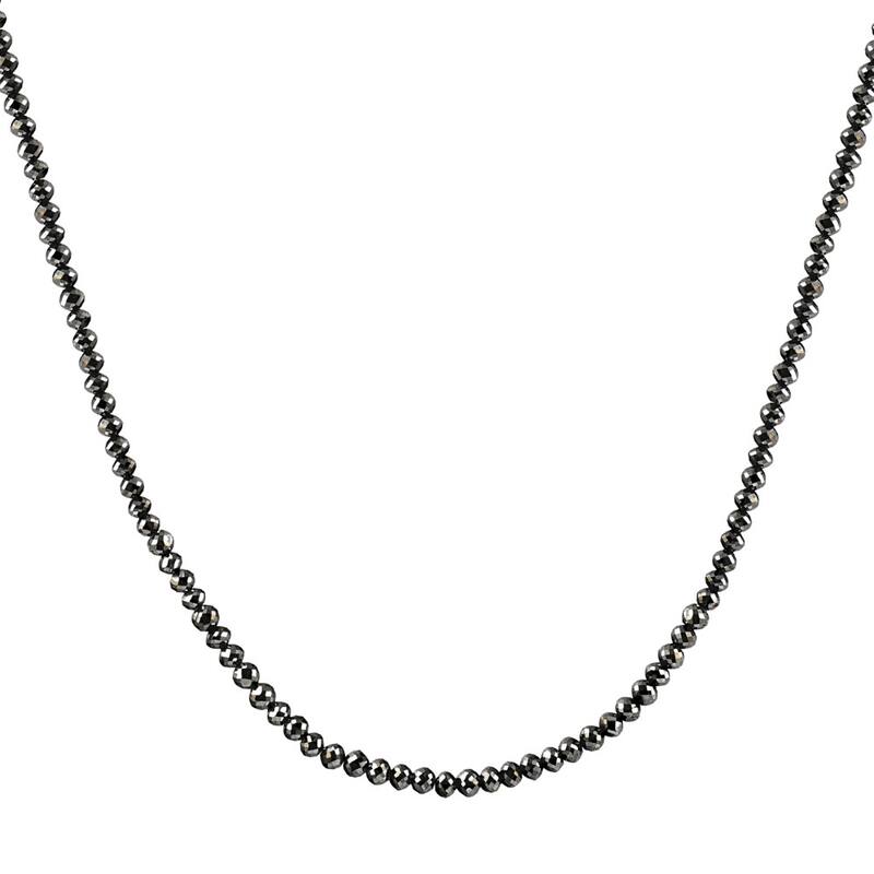 33Ct Black Diamond Necklace in Gold 16" With 2" Extender