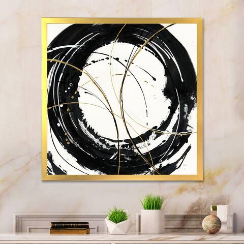 Designart "Golden Circle" Modern Glam Framed Art Print