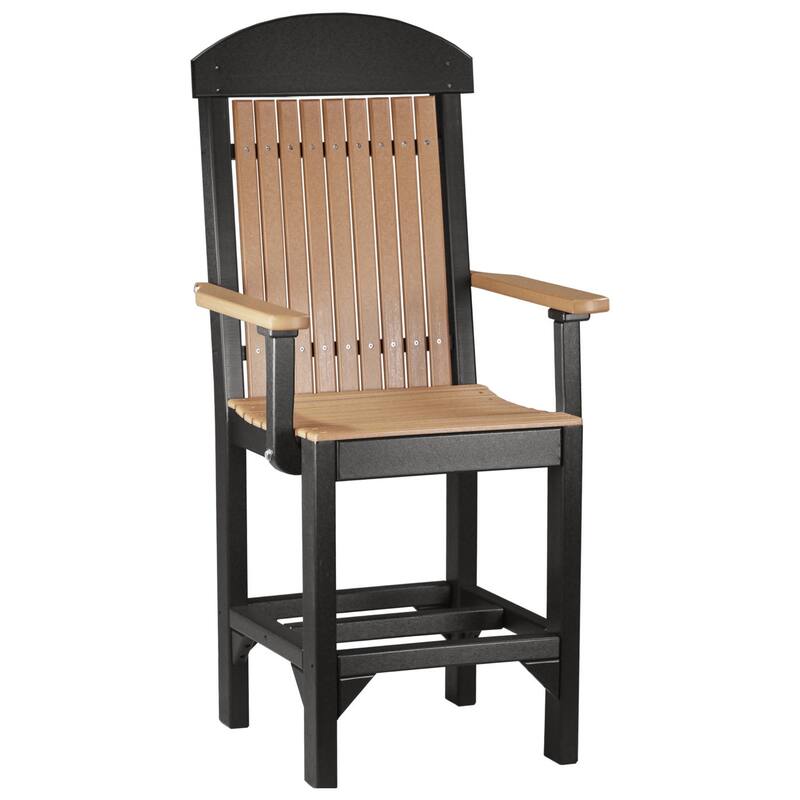 Set of 4 Poly Lumber Classic Dining Chairs - Arm Chair - Cedar & Black - Counter Height