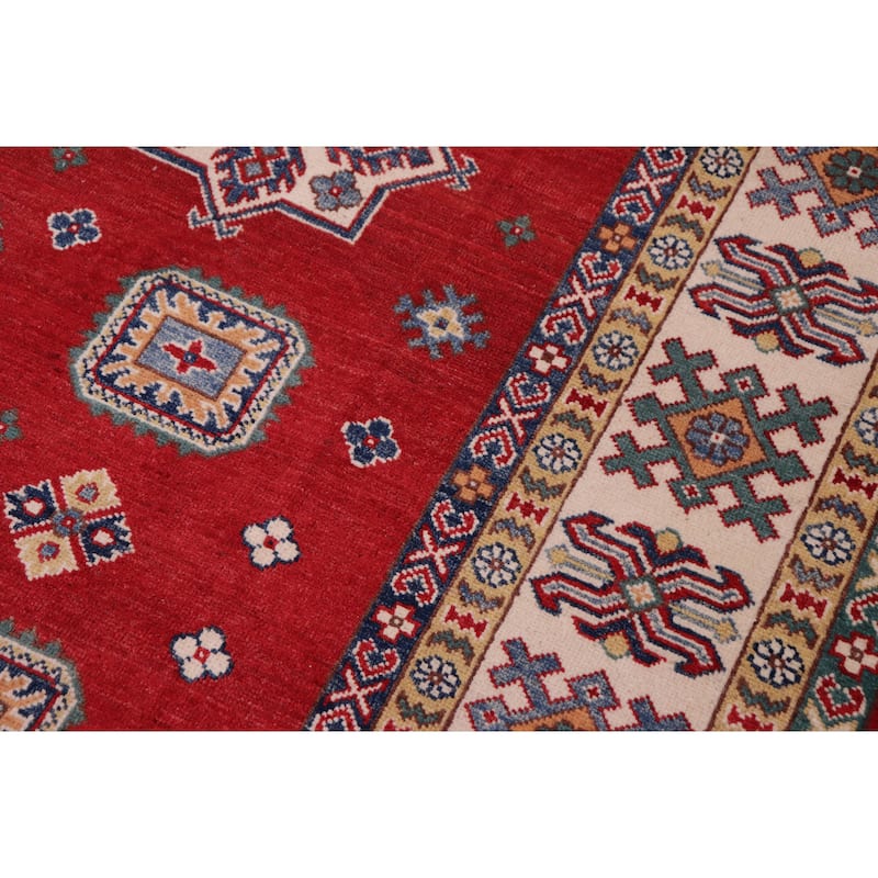 Tribal Kazak Juan Red/Natural Wool Rug - 8'0'' x 9'10''