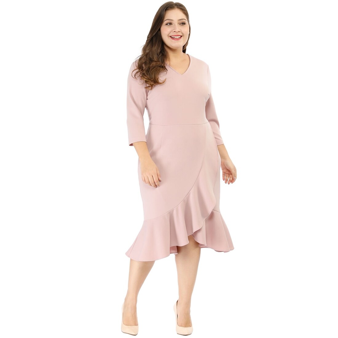 v neck midi cocktail dress