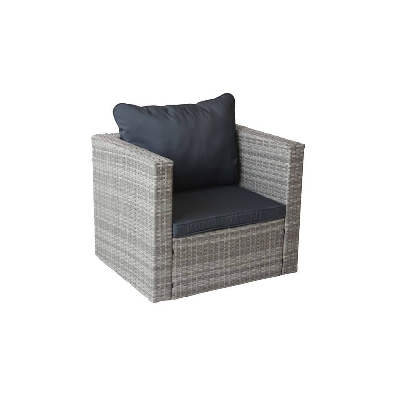 4-Piece Wicker Patio Conversation Set with Black Cushions