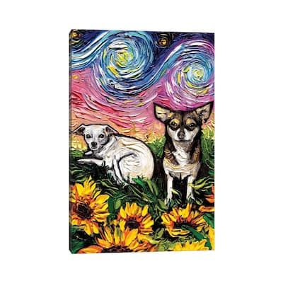 iCanvas "Two Chihuahuas Night" by Aja Trier Canvas Print