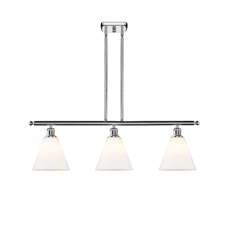 Innovations Lighting Berkshire - 3 Light 36" Stem Hung Island Light - Polished Chrome/Matte White