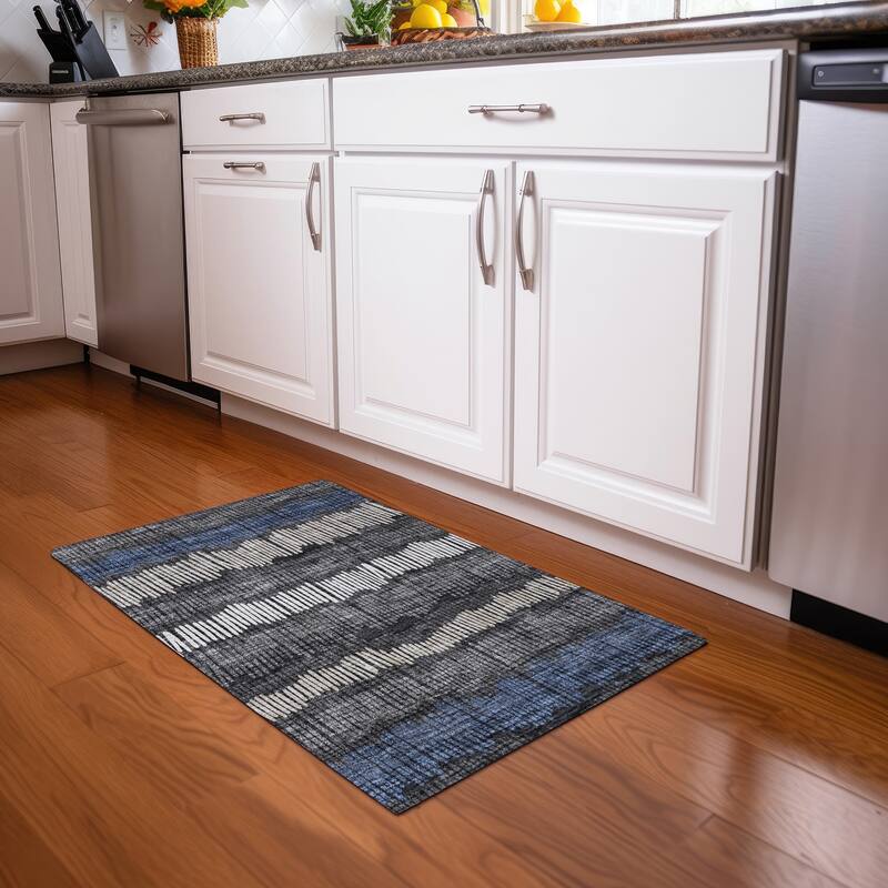 Premium Washable Super Soft Modern Sketches Mayfield Rug - Charcoal - 1'8" x 2'6"