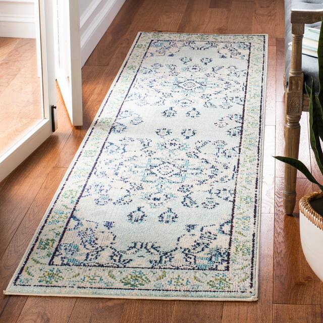 SAFAVIEH Monaco Lillie Boho Medallion Distressed Area Rug - 2'2" x 8' - Light Blue/Ivory