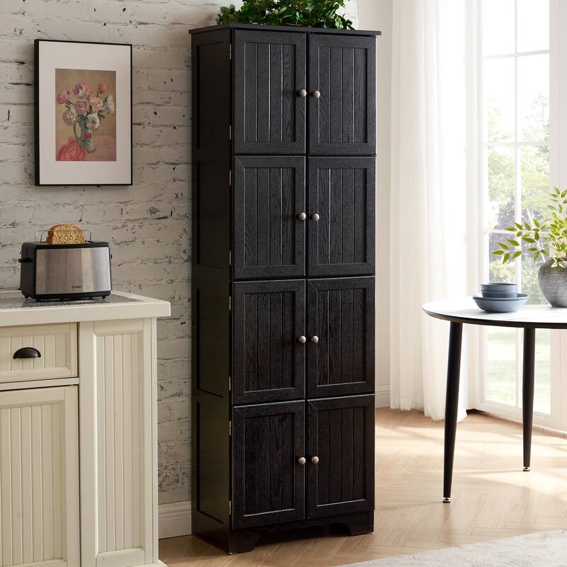 Tall Storage Cabinet Pantry Cabinet with 8 Doors, Corner Cabinet Side Cabinet Hallway Cabinet for Kitchen