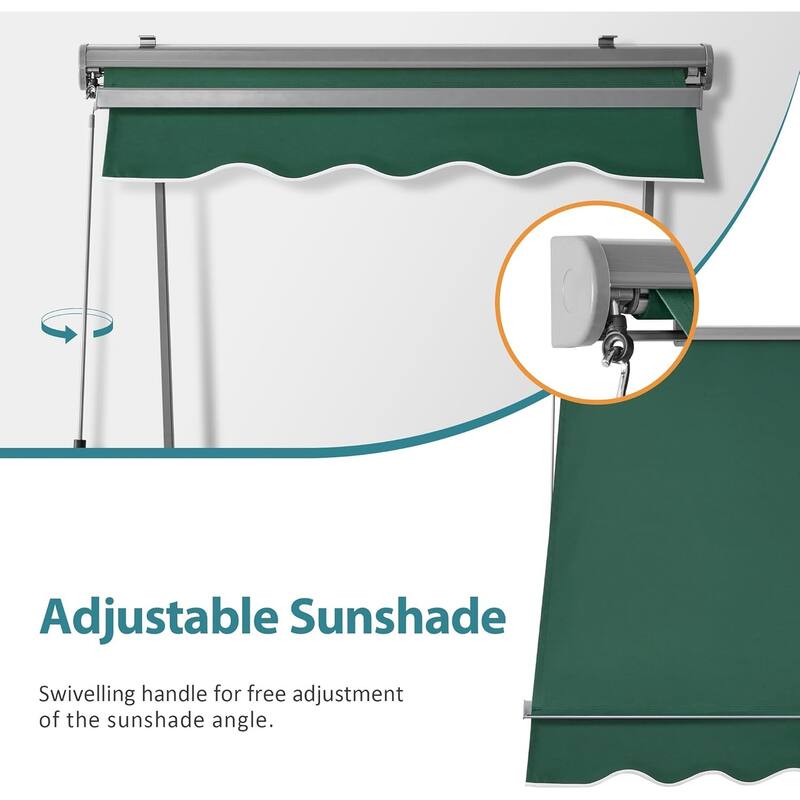 MCombo Patio Window Awnings 65''x80'', Fully Assembled Manual Retractable Sunshade Canopy