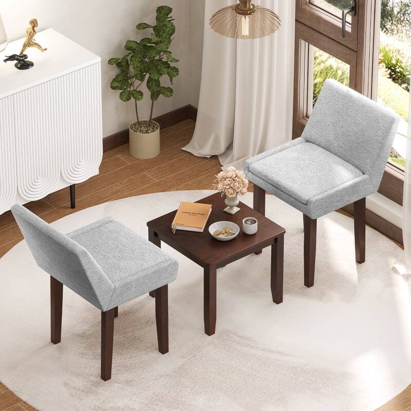 Gymax Modern Dining Chair Set of 2 w/ Mid Back & Cushioned Seat Solid