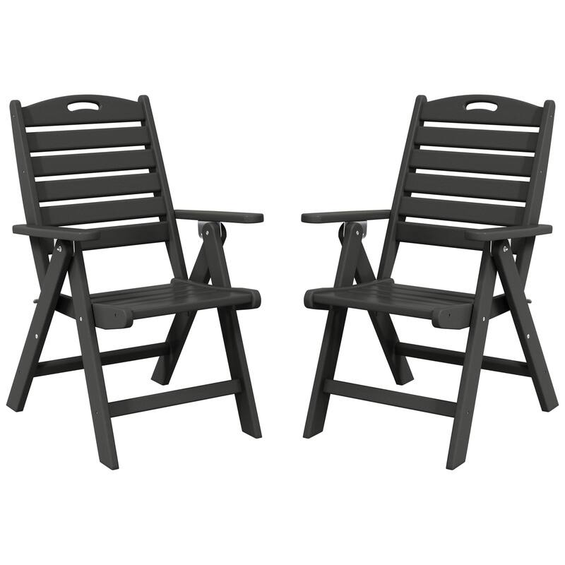 Coastline Patio Folding Highback Dining Chair Set of 2 - Gray