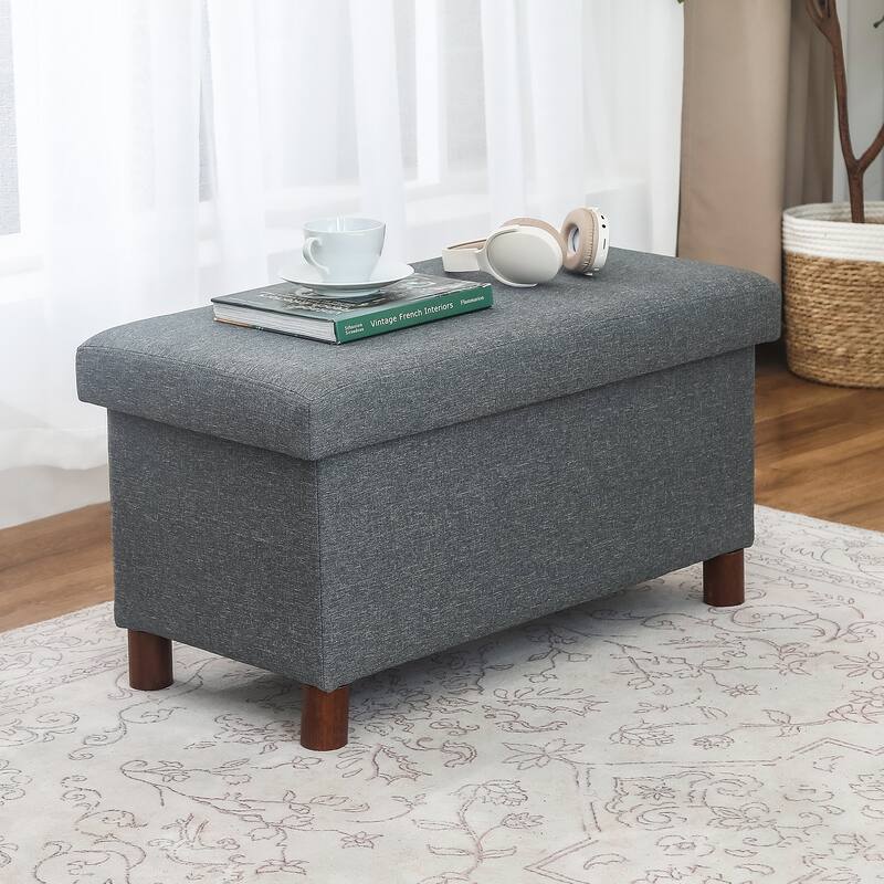Adeco 30 Inches Storage Ottoman Bench for Living Room