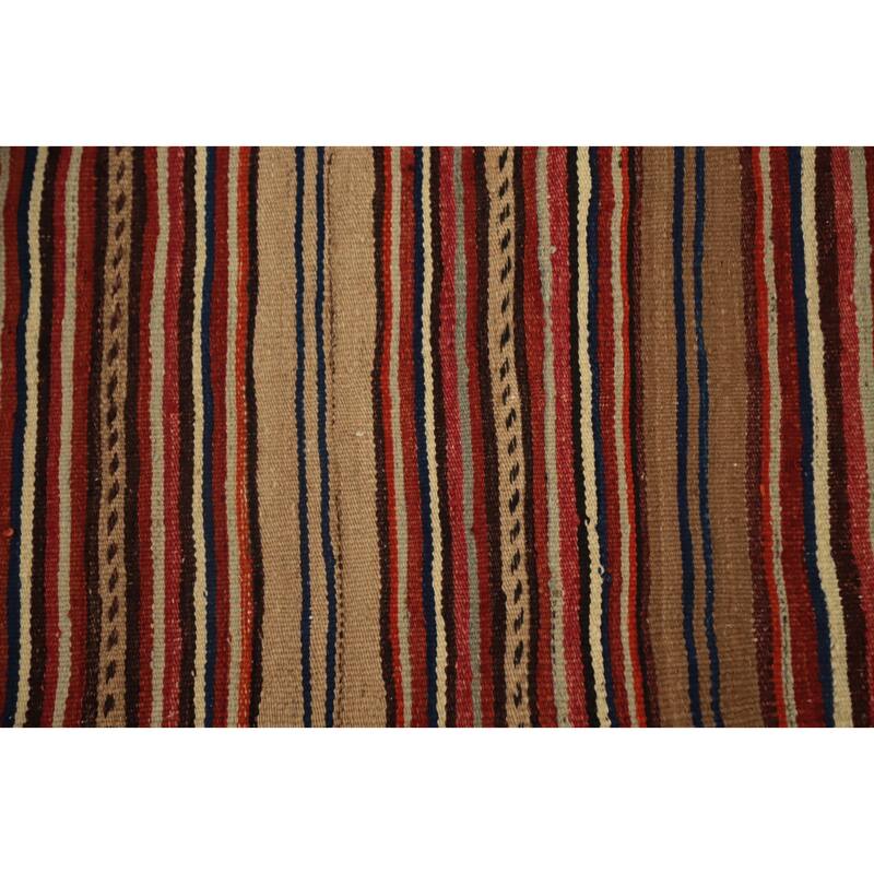 Hand Woven Oriental 100% Wool Carpet Southwestern Geometric Multi-Colored Kilim Area Rug - 8' 0'' X 5' 2''