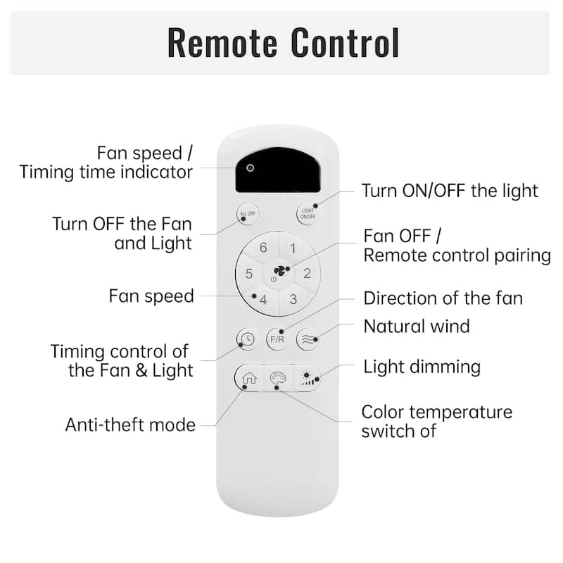 52 Inch Smart Ceiling Fan with Light Dimmable LED Ultra Quiet DC Motor for Large Rooms