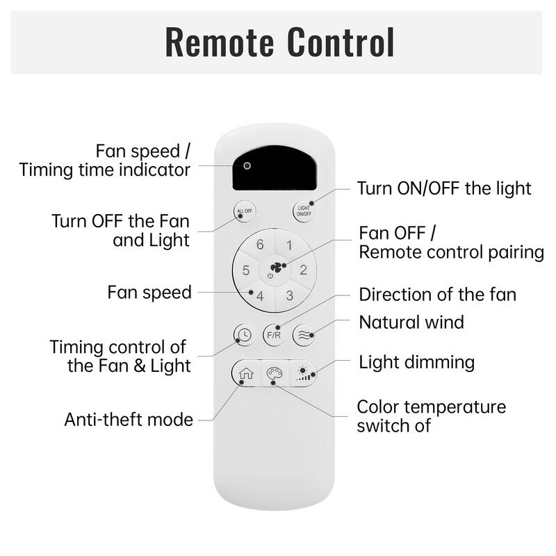Anmytek 48 Inch Wood Ceiling Fan Reversible DC Motor Remote Control Solid Wood Blades - 48 Inch