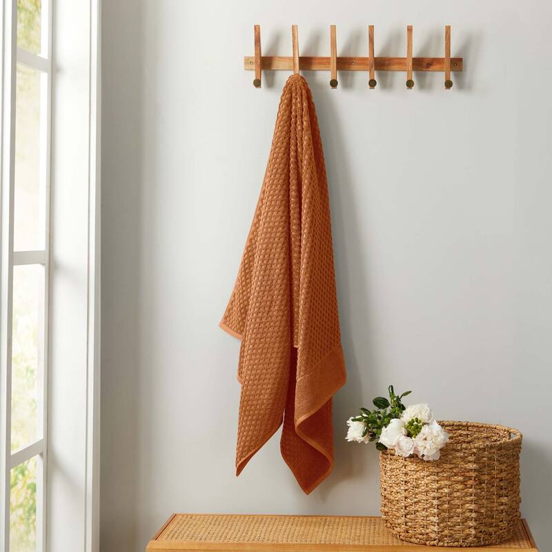 Linery & Co. Cotton Diamond Waffle Texture Bath Towels - Bath Sheet (Pack of 2) - Copper