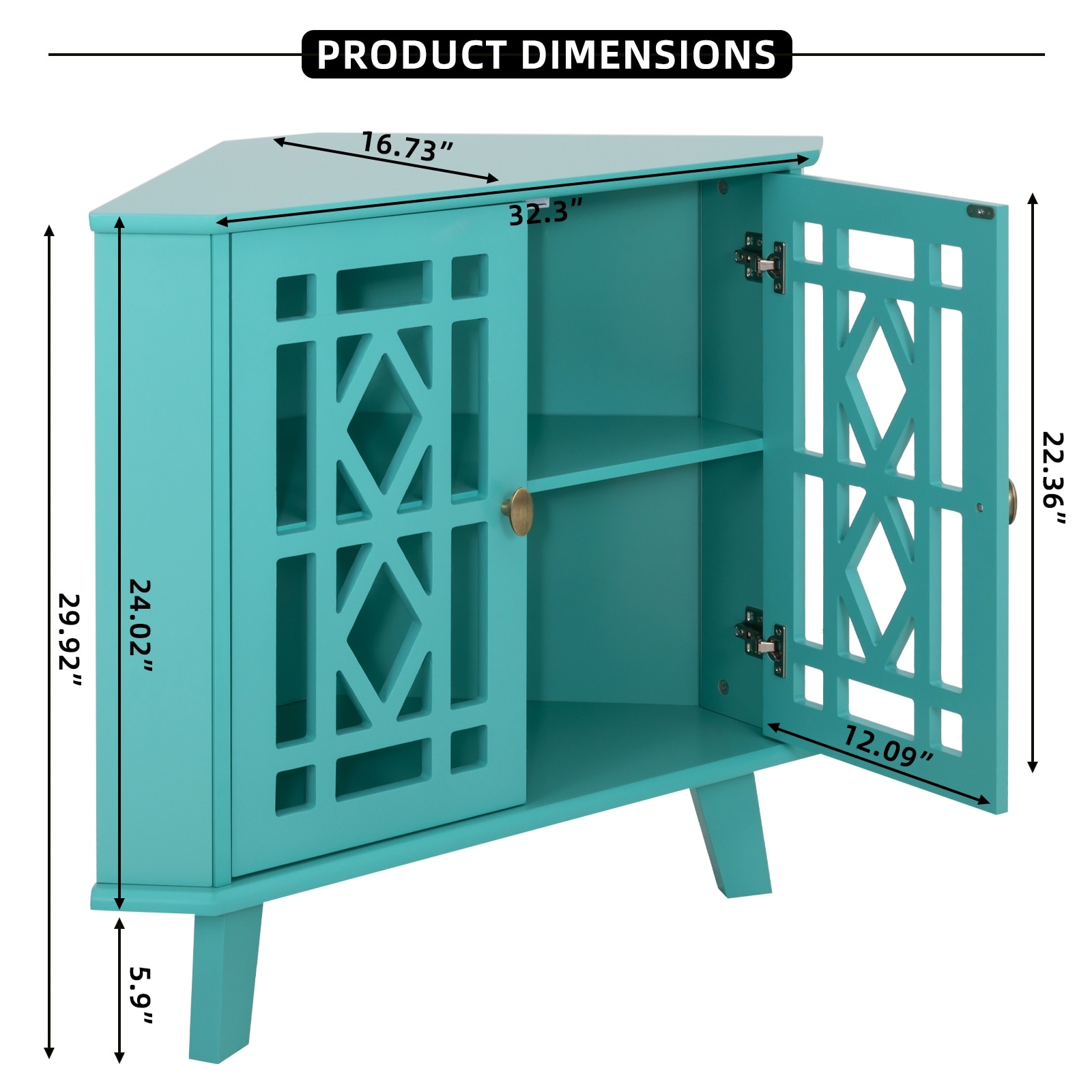 Corner Sideboard Cabinet with 2 Doors and 2 Tier Shelves Free