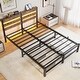 preview thumbnail 4 of 8, Queen Platform Bed Frame with USB, LED, Steel Slats, No Box Spring Needed