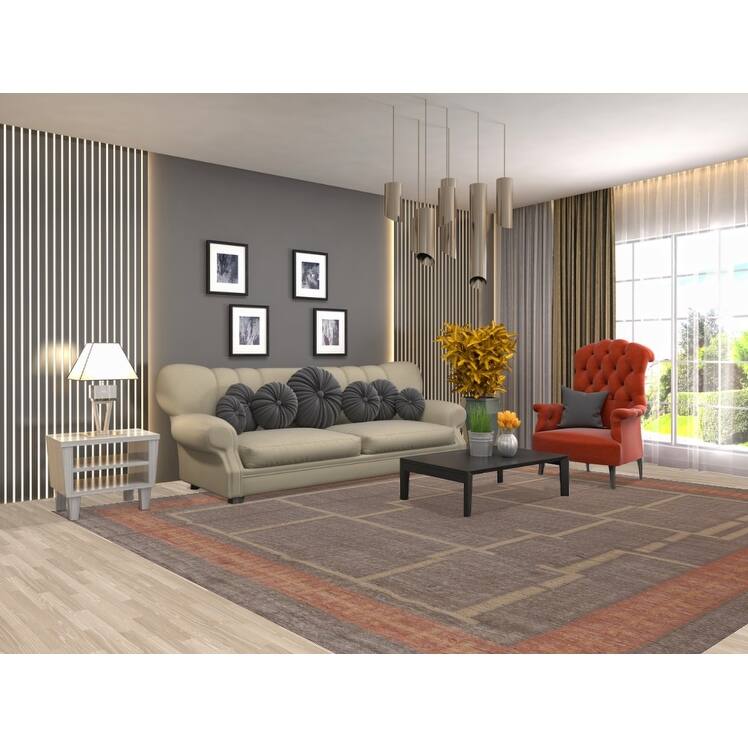 Hand Woven Oriental 100% Jute Carpet Southwestern Modern Brown Kilim Area Rug - 10' 10'' X 9' 6''