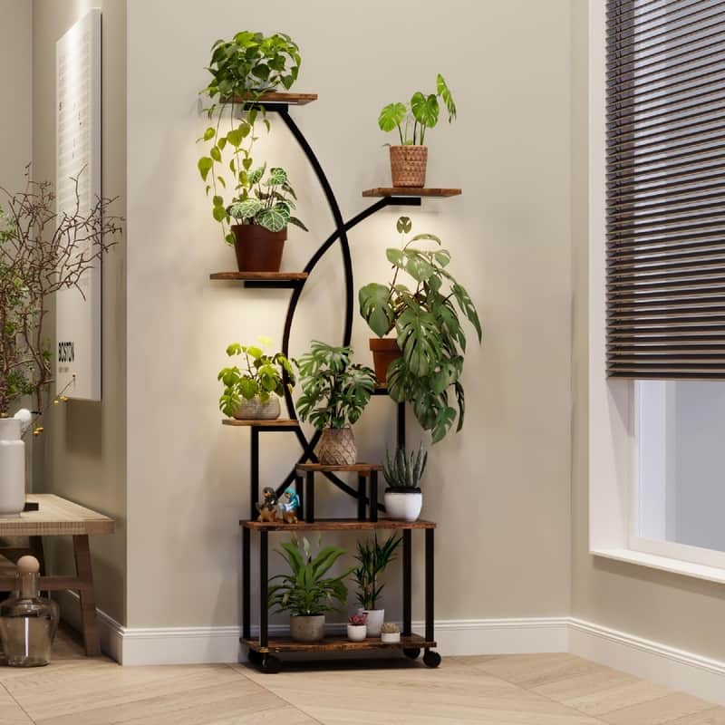 Plant Stand Indoor with Grow Light - Brown/Black 3