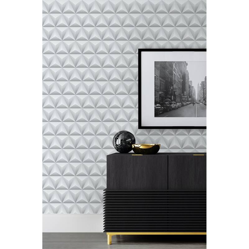 NextWall Triangle Origami Peel and Stick Removable Wallpaper - 20.5 in. W x 18 ft. L