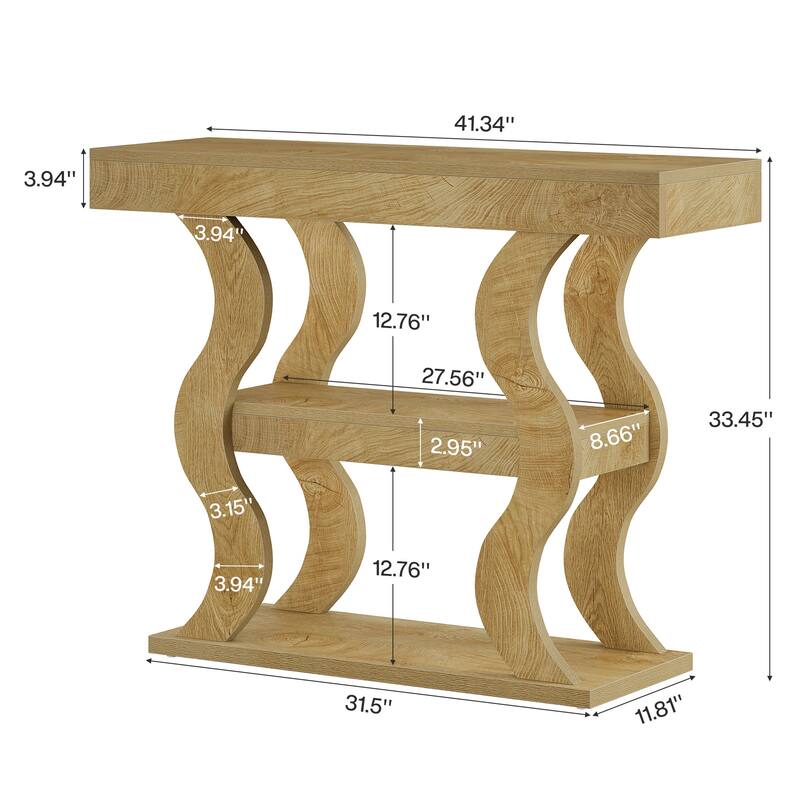 3-Tier Small Console Table for Entryway, 41" Narrow Wood Sofa Table