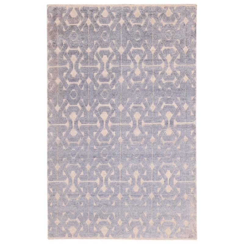ECARPETGALLERY Hand-knotted Tangier Light Denim Blue Silk, Wool Rug - 5'1 x 8'1
