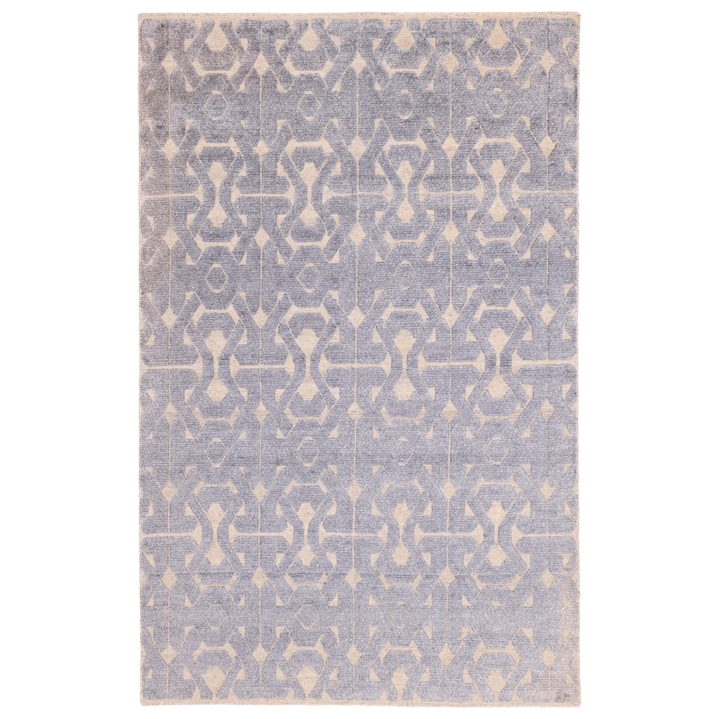 ECARPETGALLERY Hand-knotted Tangier Light Denim Blue Silk, Wool Rug - 5'1 x 8'1