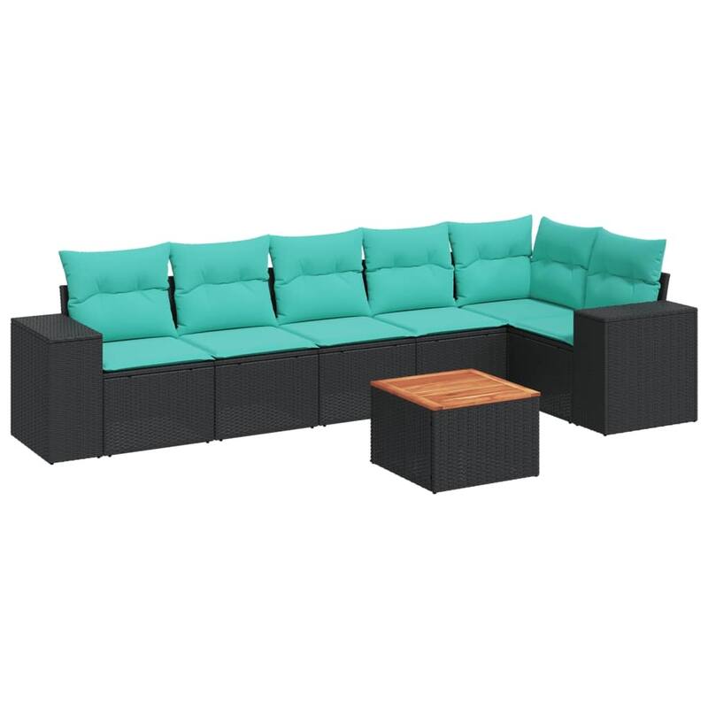 vidaXL Patio Sofa Set with Cushions Outdoor Furniture 7 Piece Poly Rattan - 24.4x 24.4x 27.2