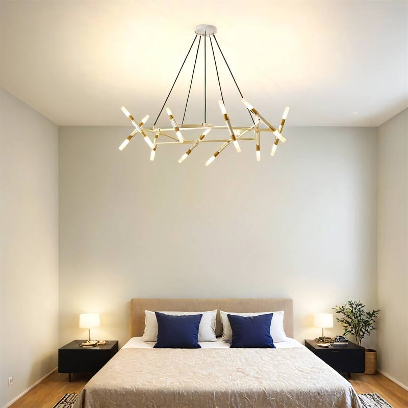 41" White & Gold Modern Chandelier