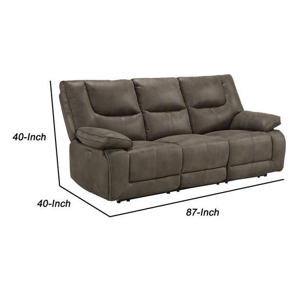 Shop Leatherette Power Recliner Sofa With Pillow Top Arms And
