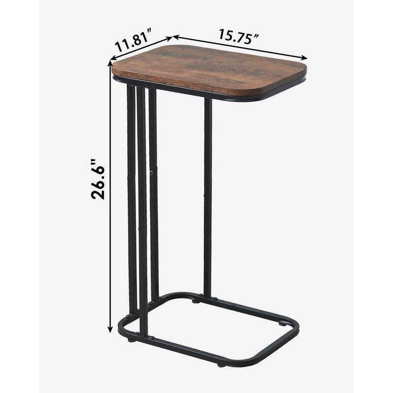 C Shaped End Table, 26.6 inches High Small Side Table for Couch Sofa Bed, Tall Tv Tray Table for Living Room, Bedroom
