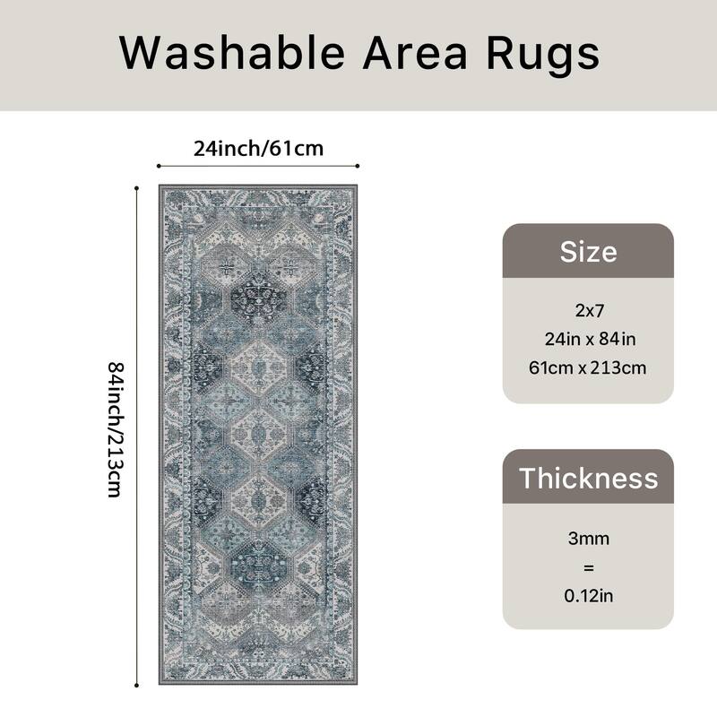 Mcow Vintage Wood-Tone Low-Pile Washable Non-Slip Area Rug