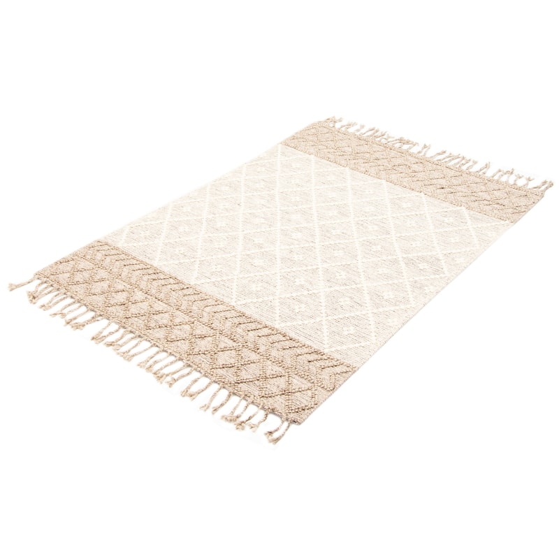 ECARPETGALLERY Braid weave Sienna Cream Wool Rug - 5'2 x 7'4