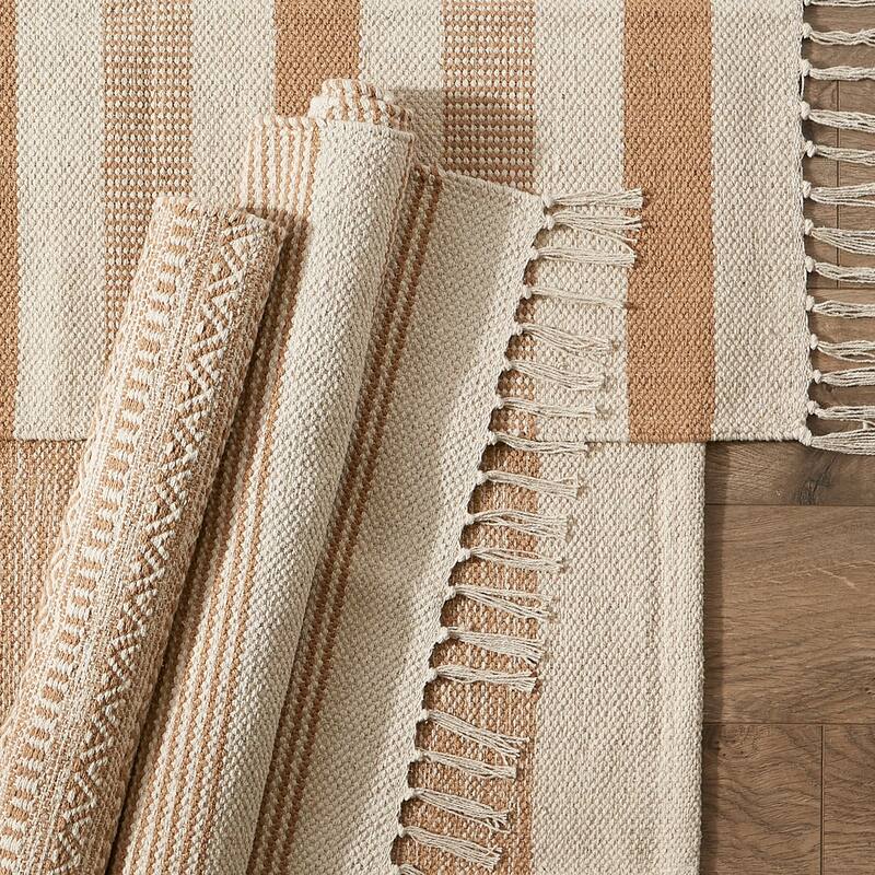 DII Stone Dobby Stripe Hand-Loomed Rug 2ft 6inx6 Ft - 36.0 In. L X 24.0 In. W X 0.2 In. H