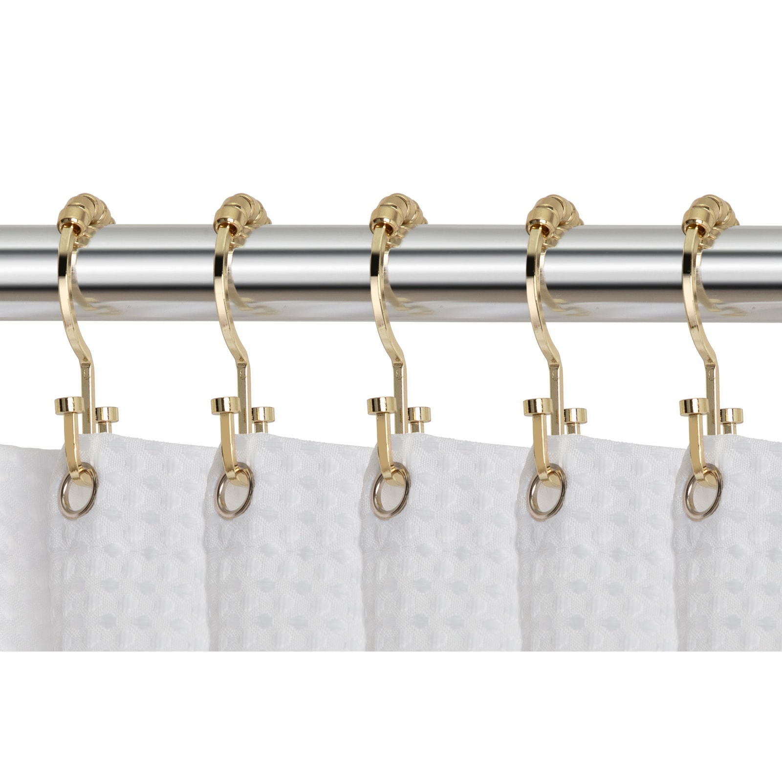 Details about   Set of 12 Bathroom Shower Curtain Hooks Rings Stainless Steel with Roller Balls 