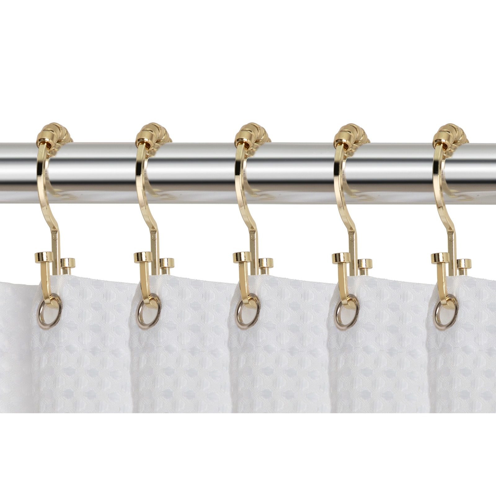 Utopia Alley Deco Flat Double Roller Shower Curtain Hooks Gold