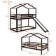 preview thumbnail 14 of 46, Playhouse Twin Over Twin Bunk Kids Bed with Roof,Slide,Ladder,Stairs