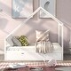 preview thumbnail 2 of 12, White Solid Wood House Bed with Roof for Boys and Girls' Bedroom