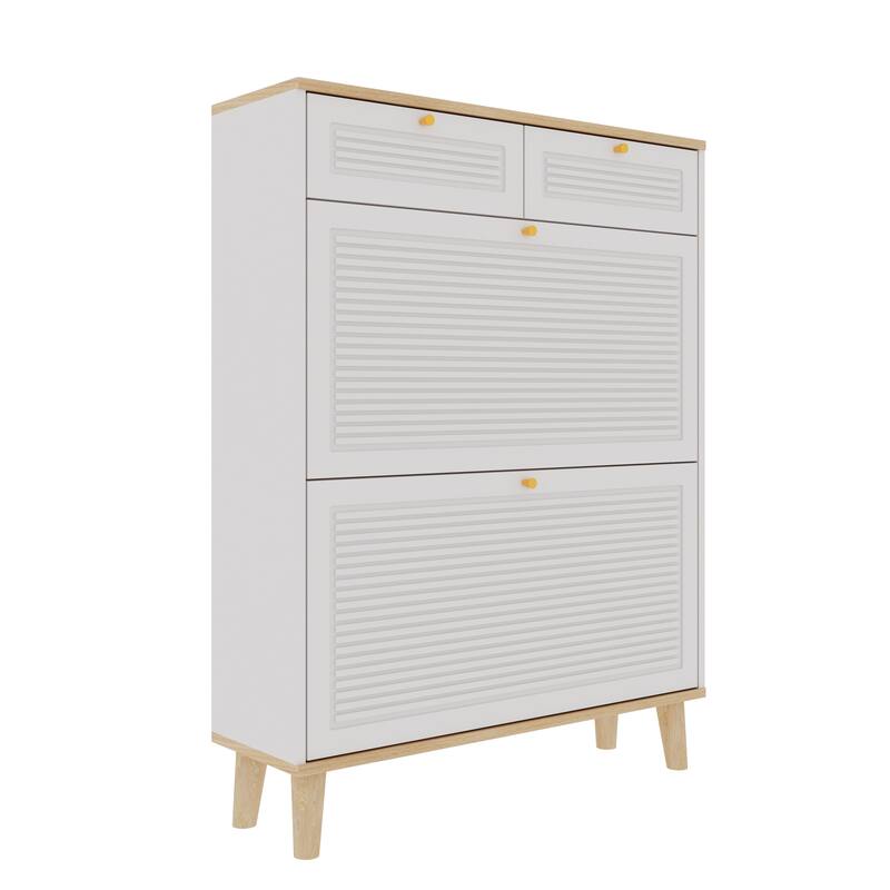 HOMYLIN Slim Shoe Cabinet with Flip Doors and Drawers