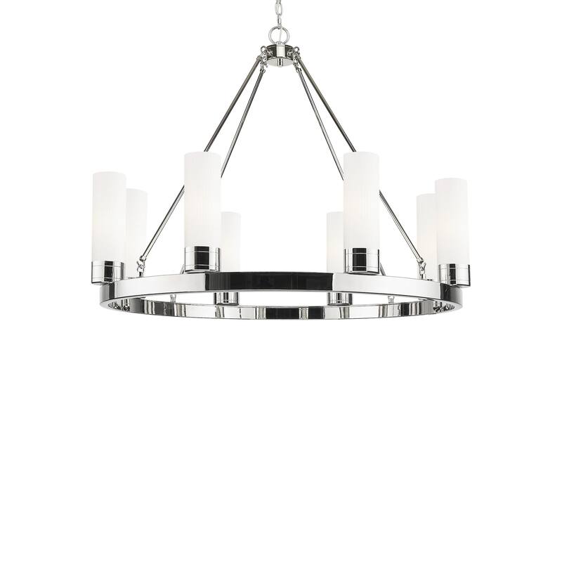 Innovations Lighting 617-8CR-28-36-8 Boreas Chandelier Boreas 8 Light - Polished Nickel / Striped White