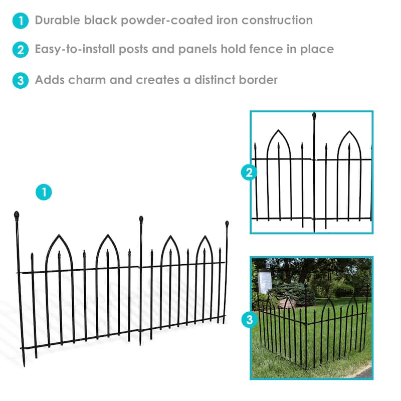 Sunnydaze Gothic Arch Garden Border Fence - 2-Piece