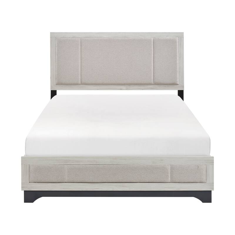4pc Bedroom Set Two-Tone Finish Platform Bed Dresser Mirror Chest - Eastern King