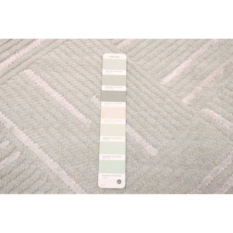 ECARPETGALLERY Hand Loomed Elysian Light Green Viscose, Wool Rug - 8'1 x 10'0