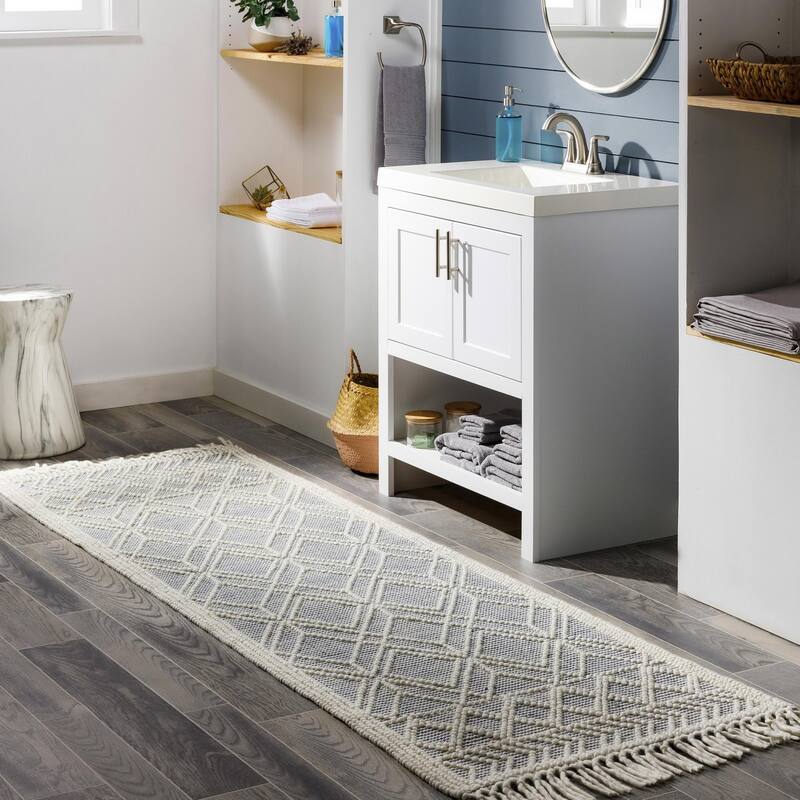 Livabliss Casa DeCampo Farmhouse Diamond Area Rug - 2'6" x 8' - Denim