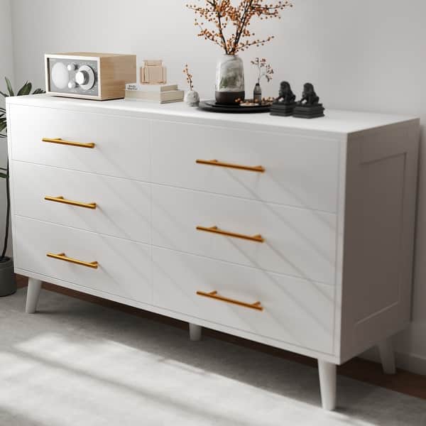 2/5/6 Drawer Dressers Nightstand for Bedroom, Chest of Drawers with Metal Handles, Solid Wood Storage Dresser - Bed Bath & Beyond