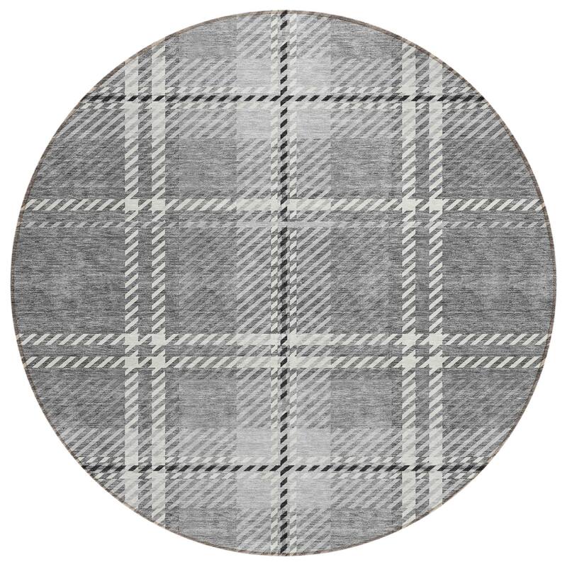 HomeRoots Plaid Transitional Rectangle Outdoor Rug