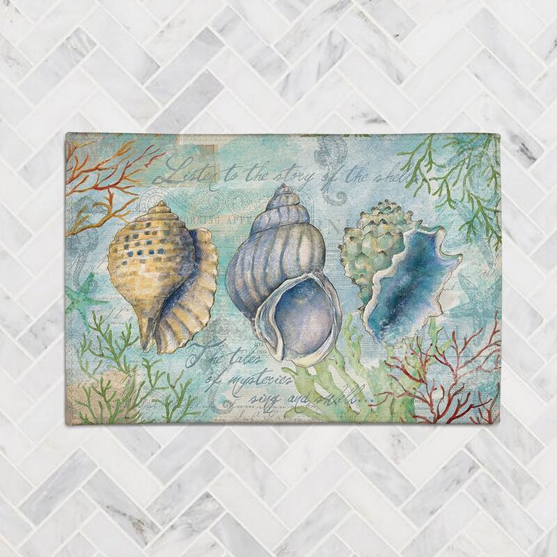 Laural Home Sketchbook Shells Chenille Accent Rug