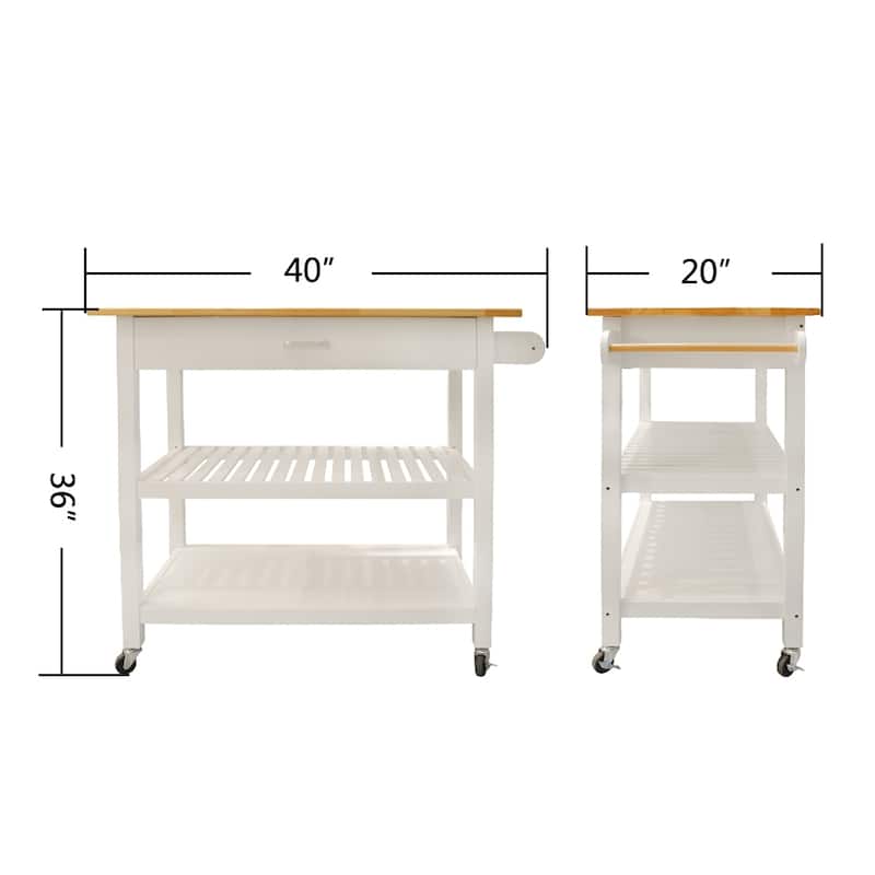 40'' Mobile Kitchen Island & Kitchen Cart,with Two Lockable Wheels