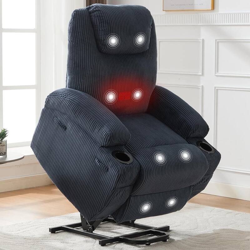 Electric Power Lift Recliner Sofa Chair with Massage, Heat & 155° Recline - Green